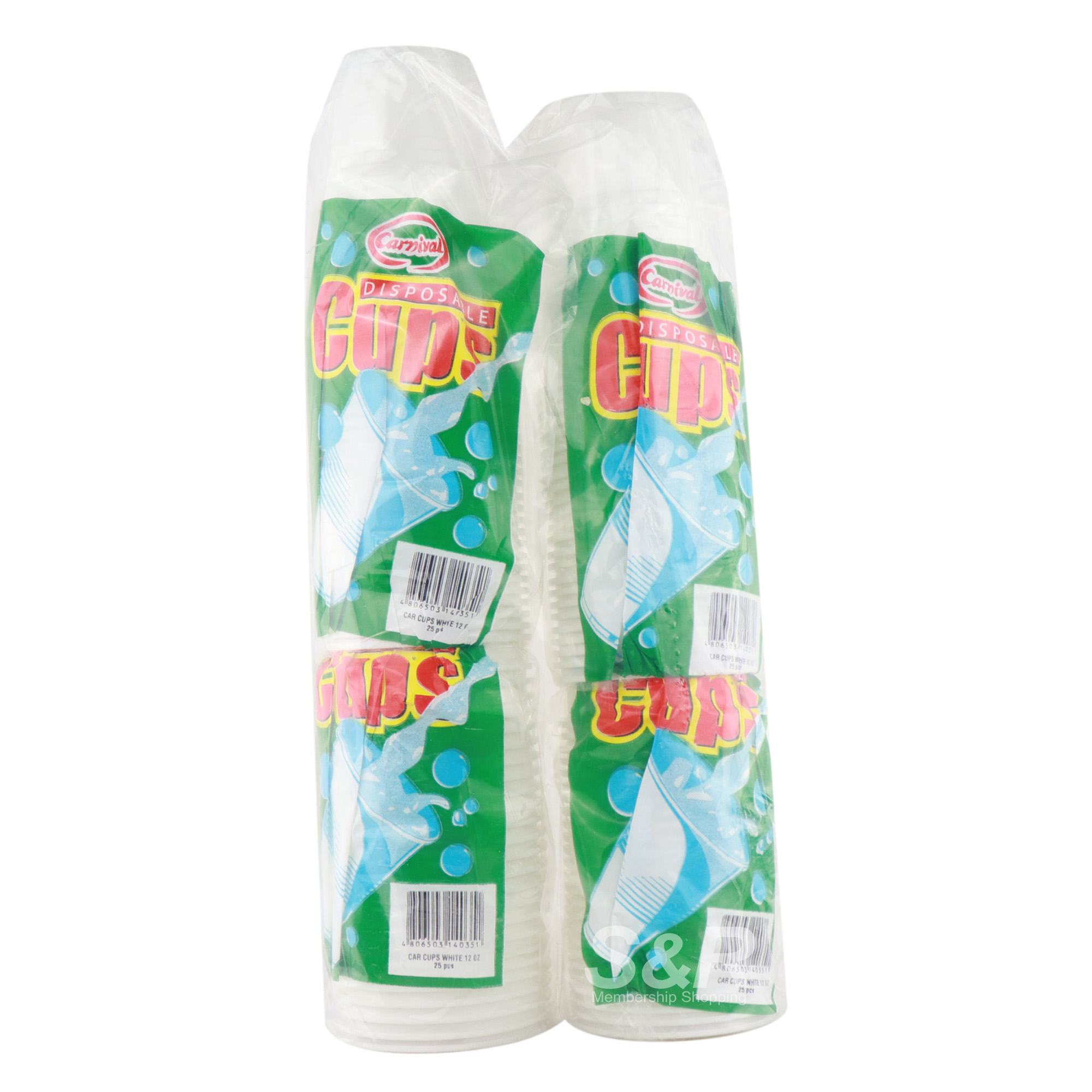 Carnival Disposable Cups White 12oz 100pcs